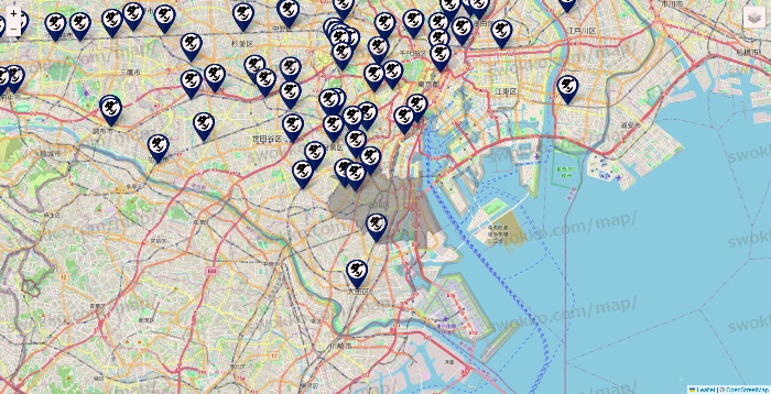 東京都の肉汁餃子のダンダダンの店舗地図