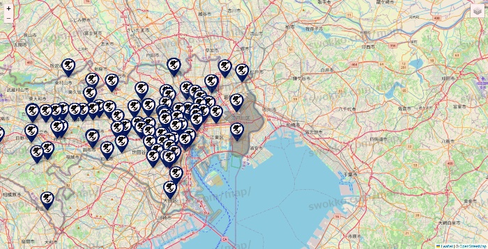 東京都の肉汁餃子のダンダダンの店舗地図