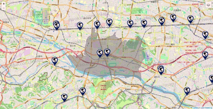 東京都の肉汁餃子のダンダダンの店舗地図