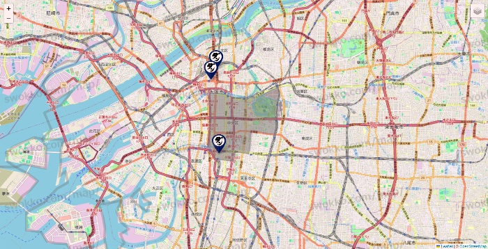 大阪府の肉汁餃子のダンダダンの店舗地図