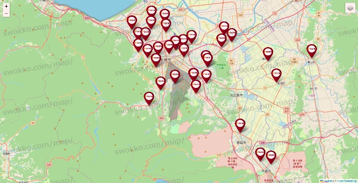 北海道のDCMの店舗地図