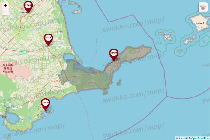 北海道のDCMの店舗地図
