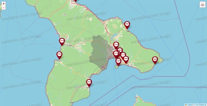 北海道のDCMの店舗地図