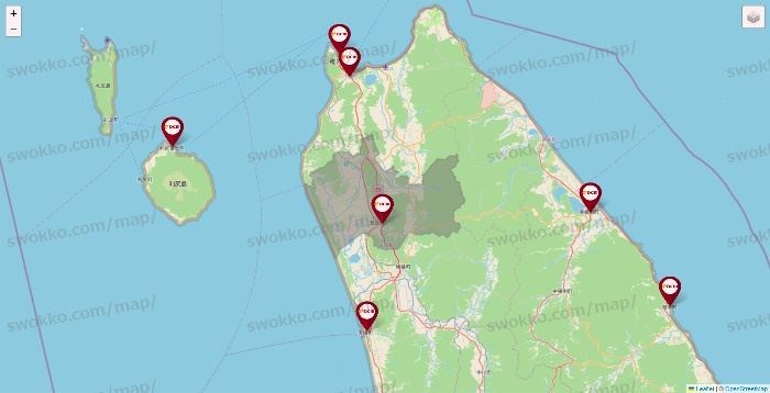 北海道のDCMの店舗地図