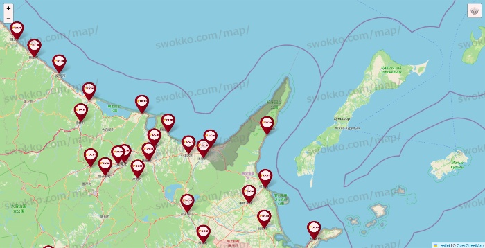 北海道のDCMの店舗地図