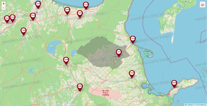 北海道のDCMの店舗地図