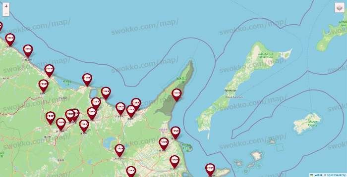 北海道のDCMの店舗地図
