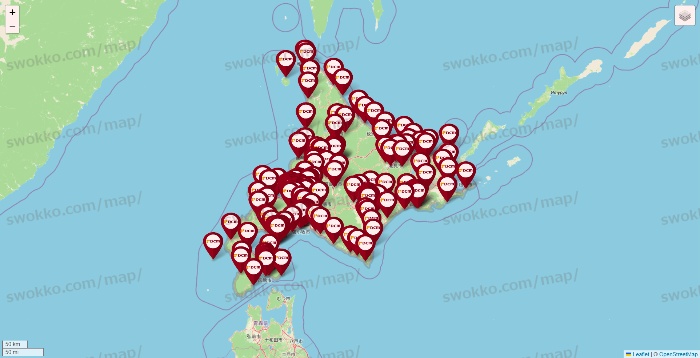 北海道のDCMの店舗地図