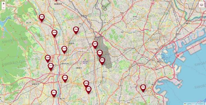 神奈川県のDCMの店舗地図