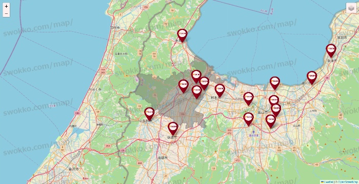 富山県のDCMの店舗地図