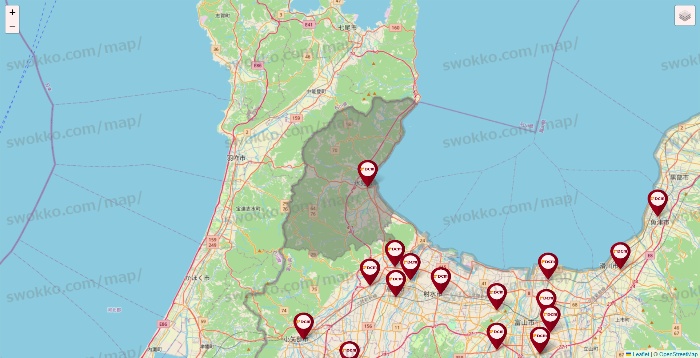 富山県のDCMの店舗地図