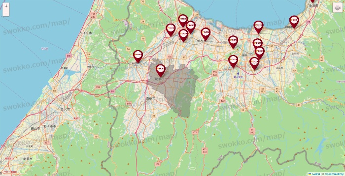 富山県のDCMの店舗地図