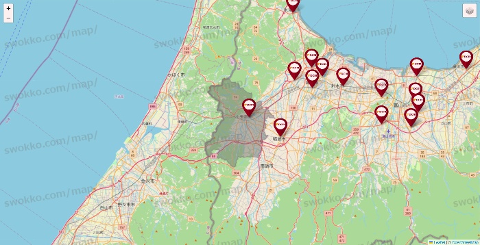 富山県のDCMの店舗地図