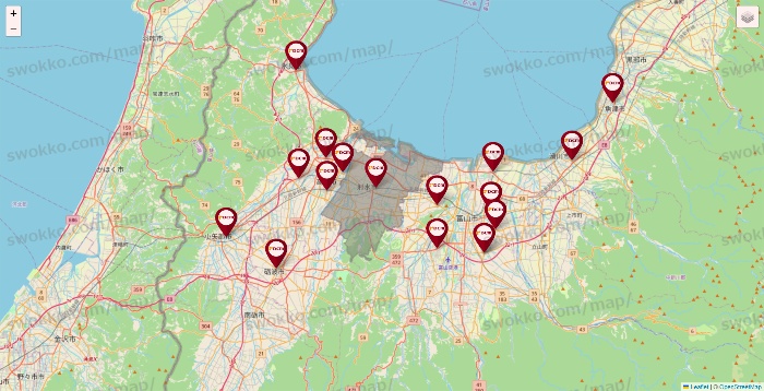 富山県のDCMの店舗地図