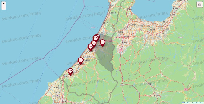 石川県のDCMの店舗地図