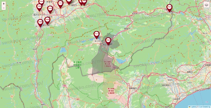 山梨県のDCMの店舗地図