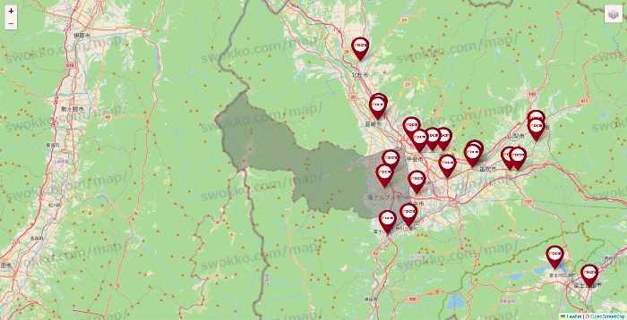 山梨県のDCMの店舗地図