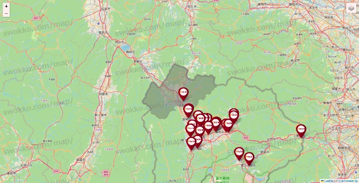 山梨県のDCMの店舗地図