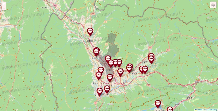 山梨県のDCMの店舗地図