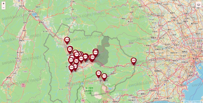 山梨県のDCMの店舗地図