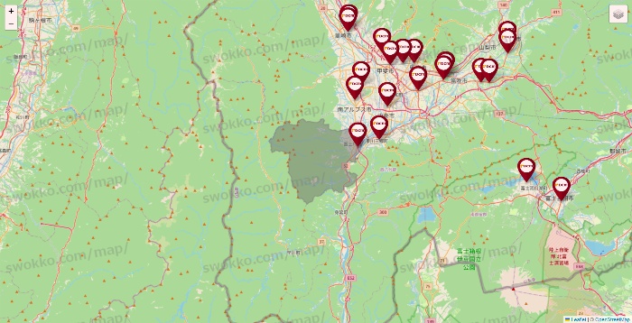 山梨県のDCMの店舗地図