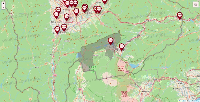 山梨県のDCMの店舗地図