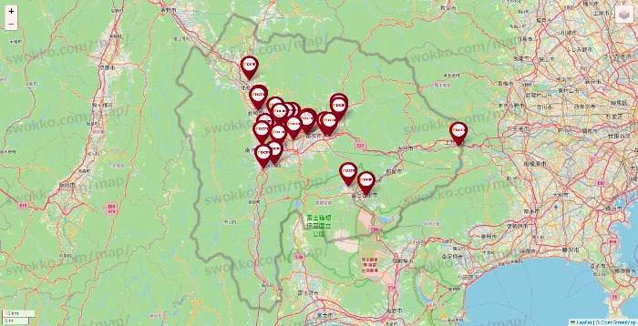 山梨県のDCMの店舗地図