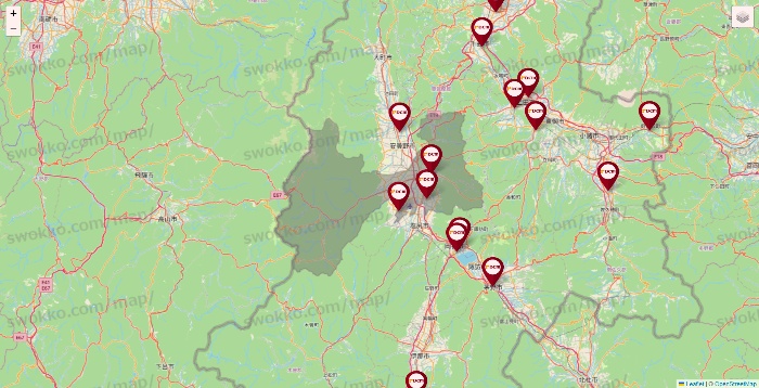 長野県のDCMの店舗地図