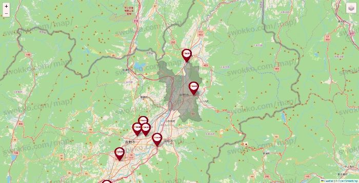 長野県のDCMの店舗地図