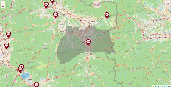 長野県のDCMの店舗地図
