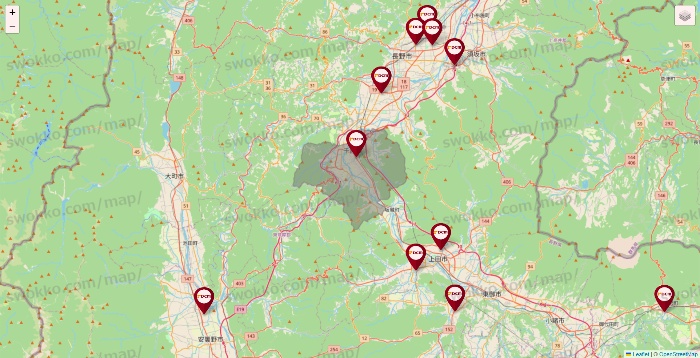 長野県のDCMの店舗地図
