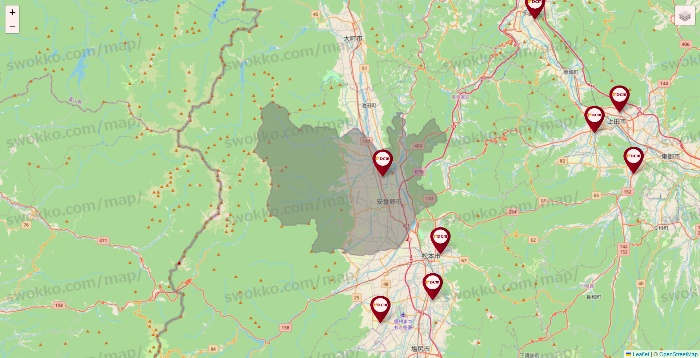 長野県のDCMの店舗地図