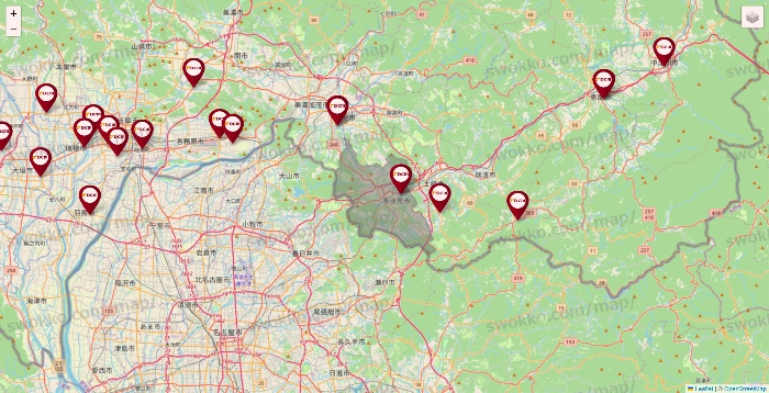 岐阜県のDCMの店舗地図