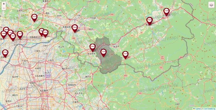 岐阜県のDCMの店舗地図