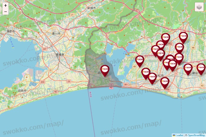 静岡県のDCMの店舗地図