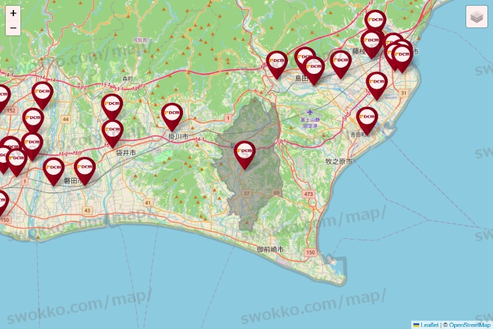 静岡県のDCMの店舗地図