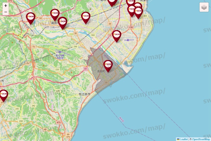 静岡県のDCMの店舗地図