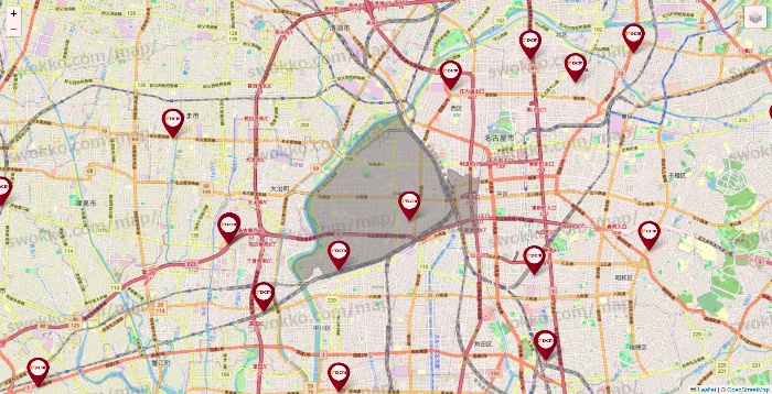 愛知県のDCMの店舗地図