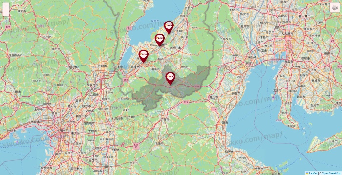 滋賀県のDCMの店舗地図