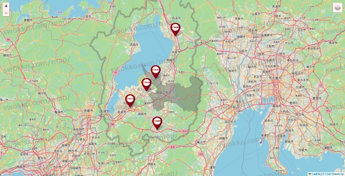 滋賀県のDCMの店舗地図