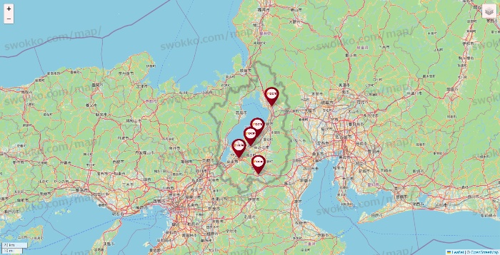 滋賀県のDCMの店舗地図