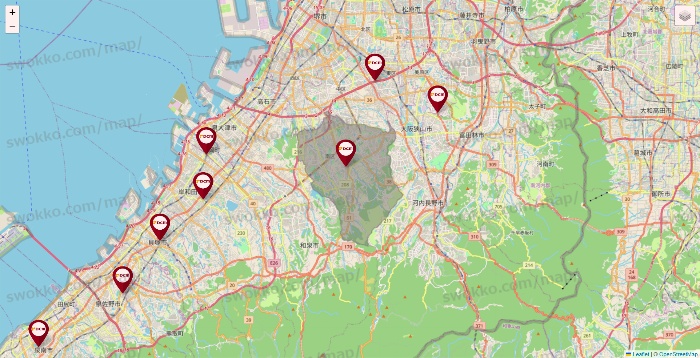 大阪府のDCMの店舗地図