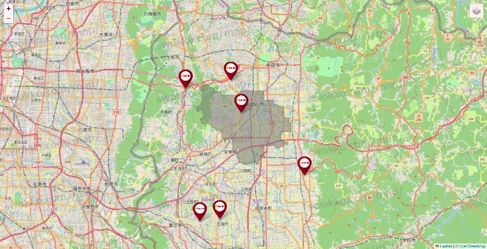 奈良県のDCMの店舗地図