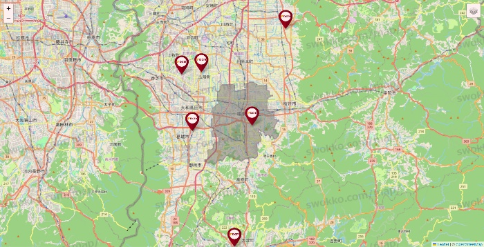 奈良県のDCMの店舗地図