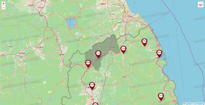岩手県のDCMの店舗地図
