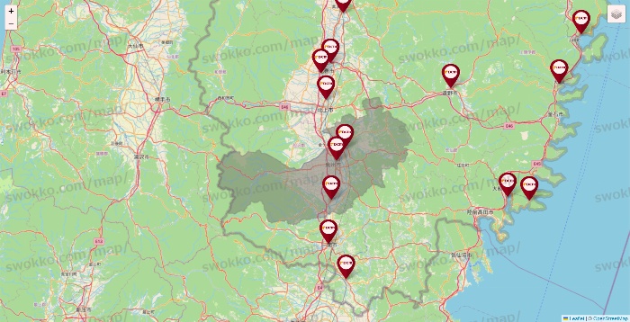 岩手県のDCMの店舗地図