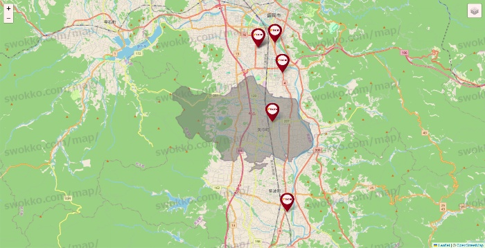岩手県のDCMの店舗地図