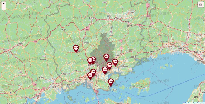 岡山県のDCMの店舗地図