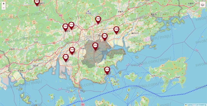 岡山県のDCMの店舗地図