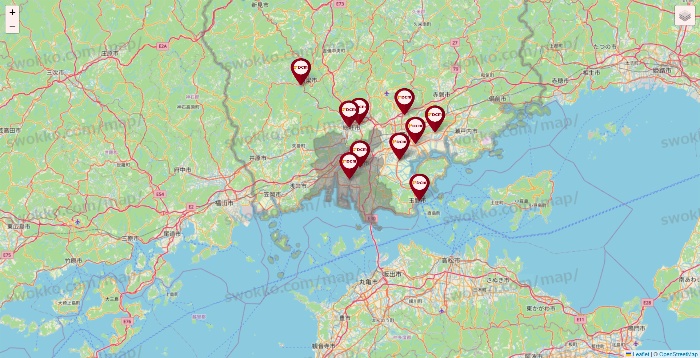岡山県のDCMの店舗地図
